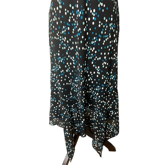 Jonathan Martin Polka Dot Sleeveless Fit & Flare Asymmetrical Hem Lined Dress 6 - Picture 3 of 10